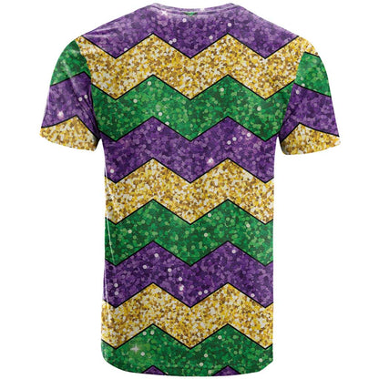 Mardi Gras Zigzag Sparkle Style T-Shirt Graphic Tee