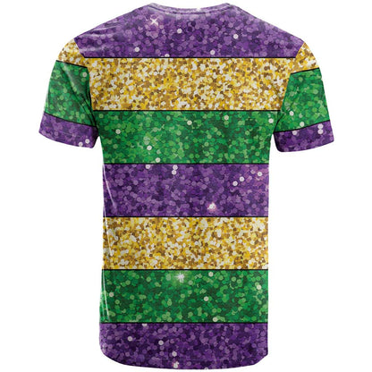 Mardi Gras Stripes T-Shirt Carnival Beads & Masks Graphic Tee