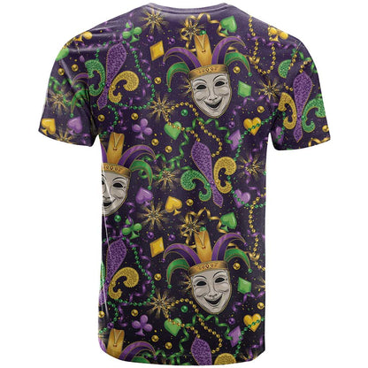 Mardi Gras Carnival Night T-Shirt Jester Mask Fantasy Graphic Tee