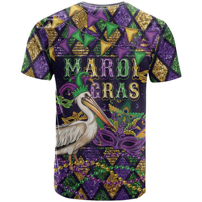 Mardi Gras Pelican T-Shirt Let the Good Times Roll Graphic Tee