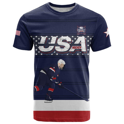 Custom USA Ice Hockey T-Shirt Go Champions Graphic Tee