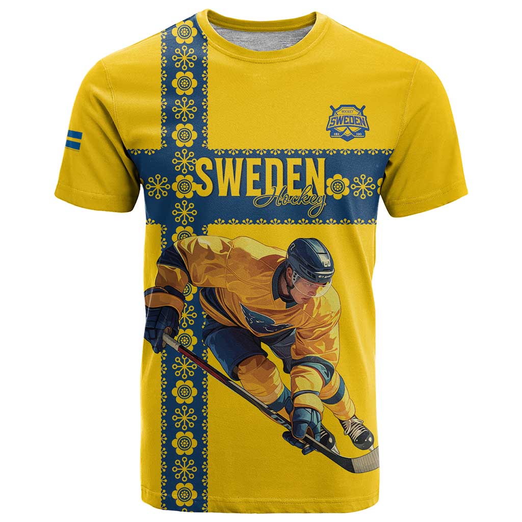 Custom Sweden Ice Hockey T-Shirt Go Tre Kronor Graphic Tee