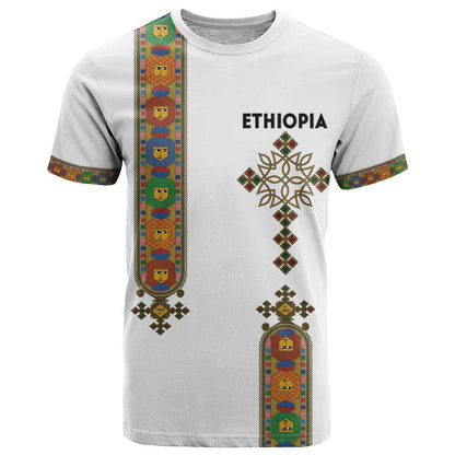 Ethiopia Saba Kemis T-Shirt Ethiopian Cross Lion Of Judah Graphic Tee