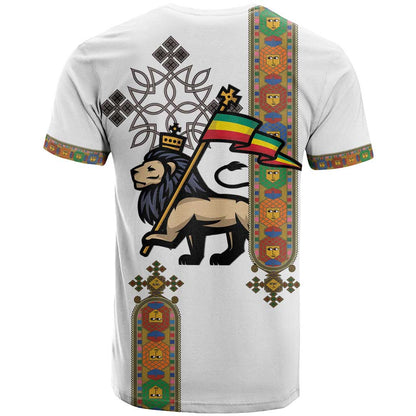 Ethiopia Saba Kemis T-Shirt Ethiopian Cross Lion Of Judah Graphic Tee