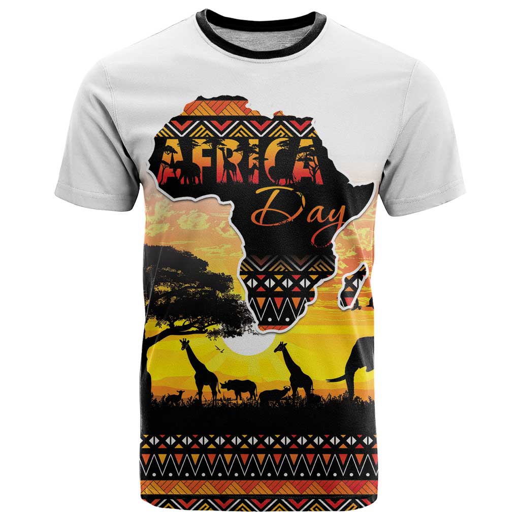 Happy Africa Day T-Shirt African Safari With Map Graphic Tee