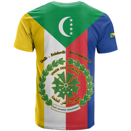 Comoros T-Shirt Coat Of Arms Flag Style Graphic Tee
