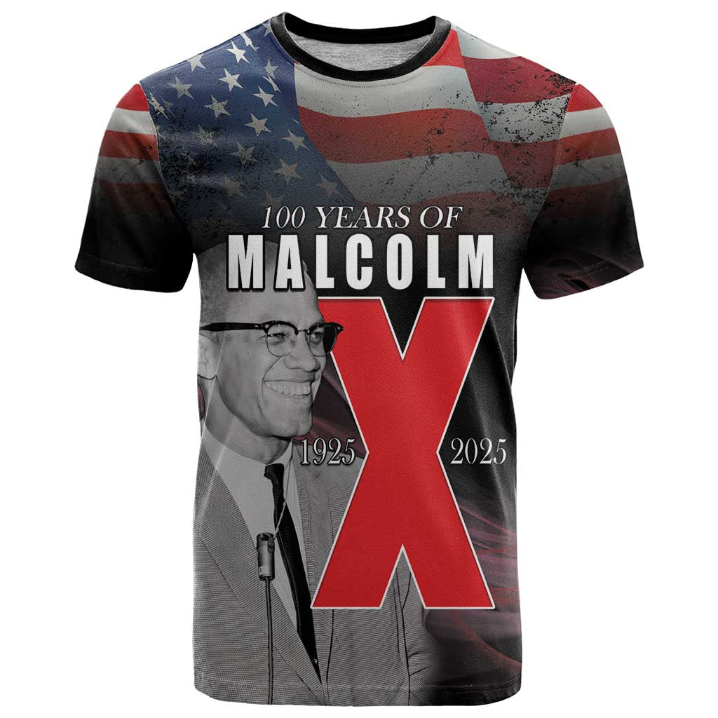 African American El Hajj Malik El Shabazz T-Shirt 100 Years of Malcolm X Graphic Tee