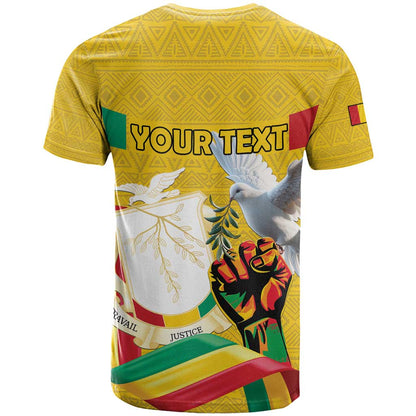 Personalized Guinea Independence Day T-Shirt Coat Of Arms With African Pattern Graphic Tee