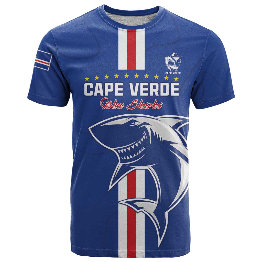 Custom Cape Verde Football T-Shirt Go Champions Blue Sharks Graphic Tee