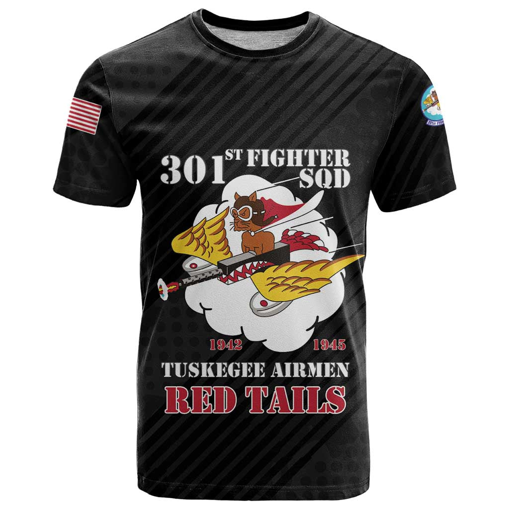 Personalized Tuskegee Airmen Red Tails T-Shirt 301st Fighter Squadron - Black Graphic Tee