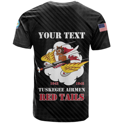 Personalized Tuskegee Airmen Red Tails T-Shirt 301st Fighter Squadron - Black Graphic Tee