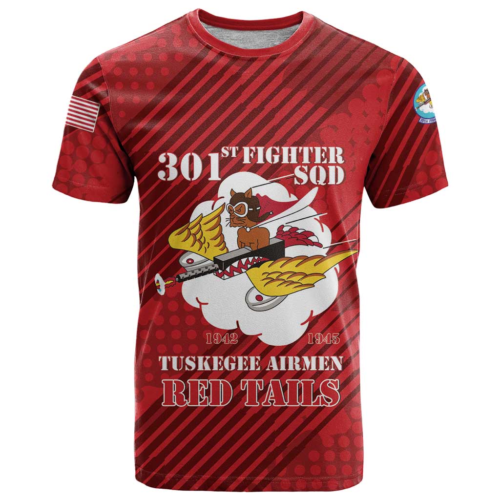 Personalized Tuskegee Airmen Red Tails T-Shirt 301st Fighter Squadron - Red Graphic Tee
