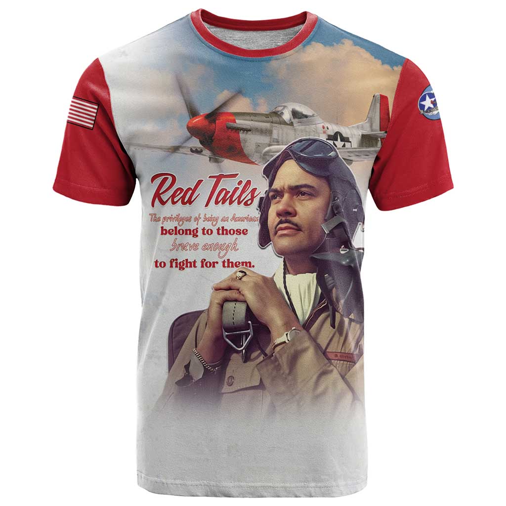 Tuskegee Airmen Red Tails T-Shirt Red - Brave Enough to Fight Graphic Tee