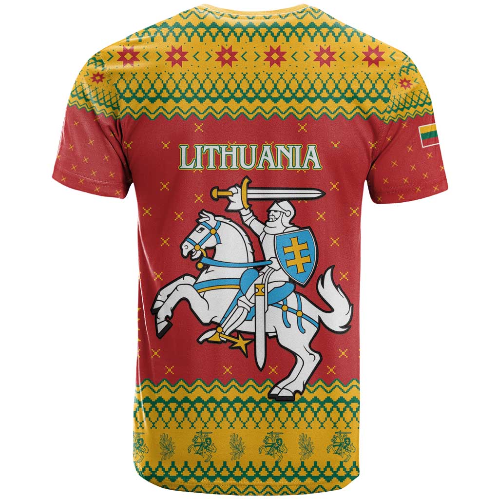 Lithuania Christmas T-Shirt Coat Of Arms Linksmu Kaledu Graphic Tee