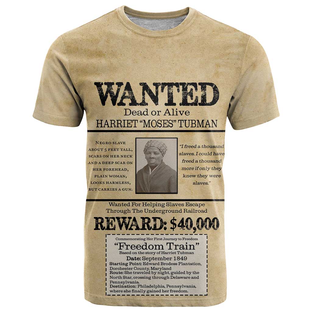 WANTED for Freedom T-Shirt Harriet Moses Tubman Graphic Tee