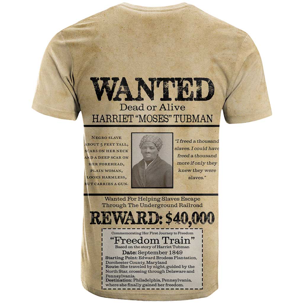 WANTED for Freedom T-Shirt Harriet Moses Tubman Graphic Tee