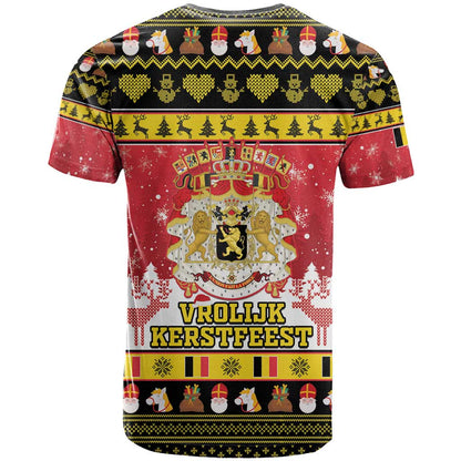 Belgium Christmas T-Shirt Coat Of Arms Vrolijk Kerstfeest Graphic Tee