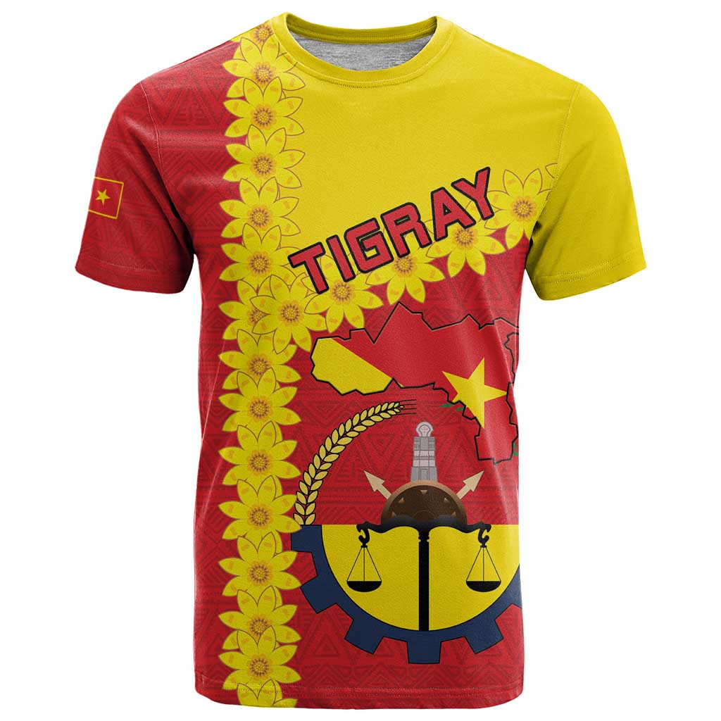 Tigray Region T-Shirt Tigray Emblem With Flag Map Graphic Tee