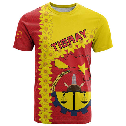 Tigray Region T-Shirt Tigray Emblem With Flag Map Graphic Tee