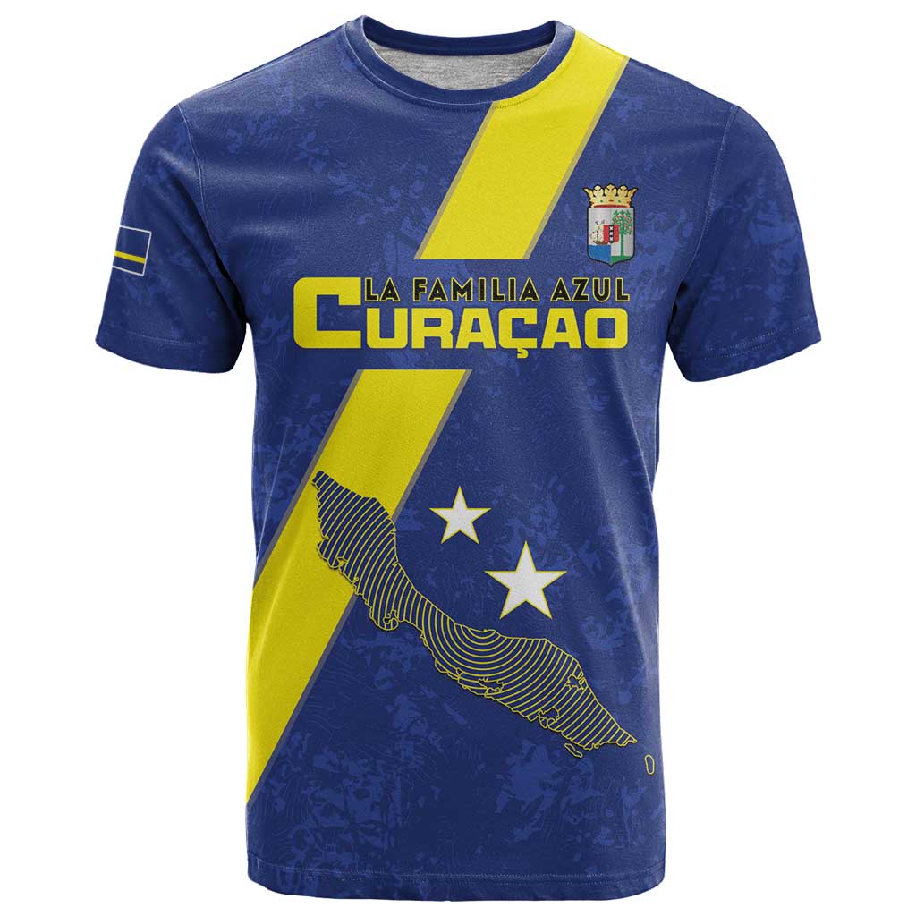 Custom Curacao Football T-Shirt Go La Familia Azul Graphic Tee