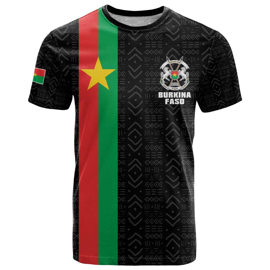 Personalized Burkina Faso Striped T-Shirt African Mud Cloth Pattern - Black Graphic Tee