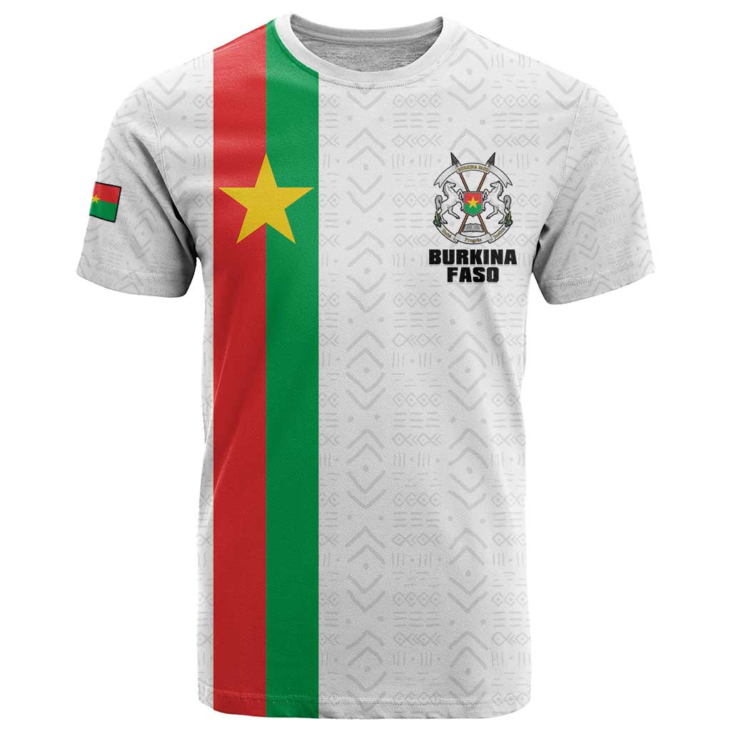 Personalized Burkina Faso Striped T-Shirt African Mud Cloth Pattern - White Graphic Tee