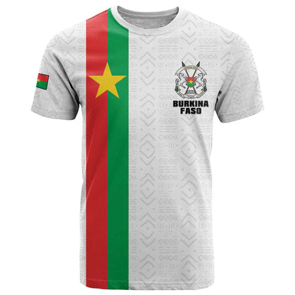 Personalized Burkina Faso Striped T-Shirt African Mud Cloth Pattern - White Graphic Tee