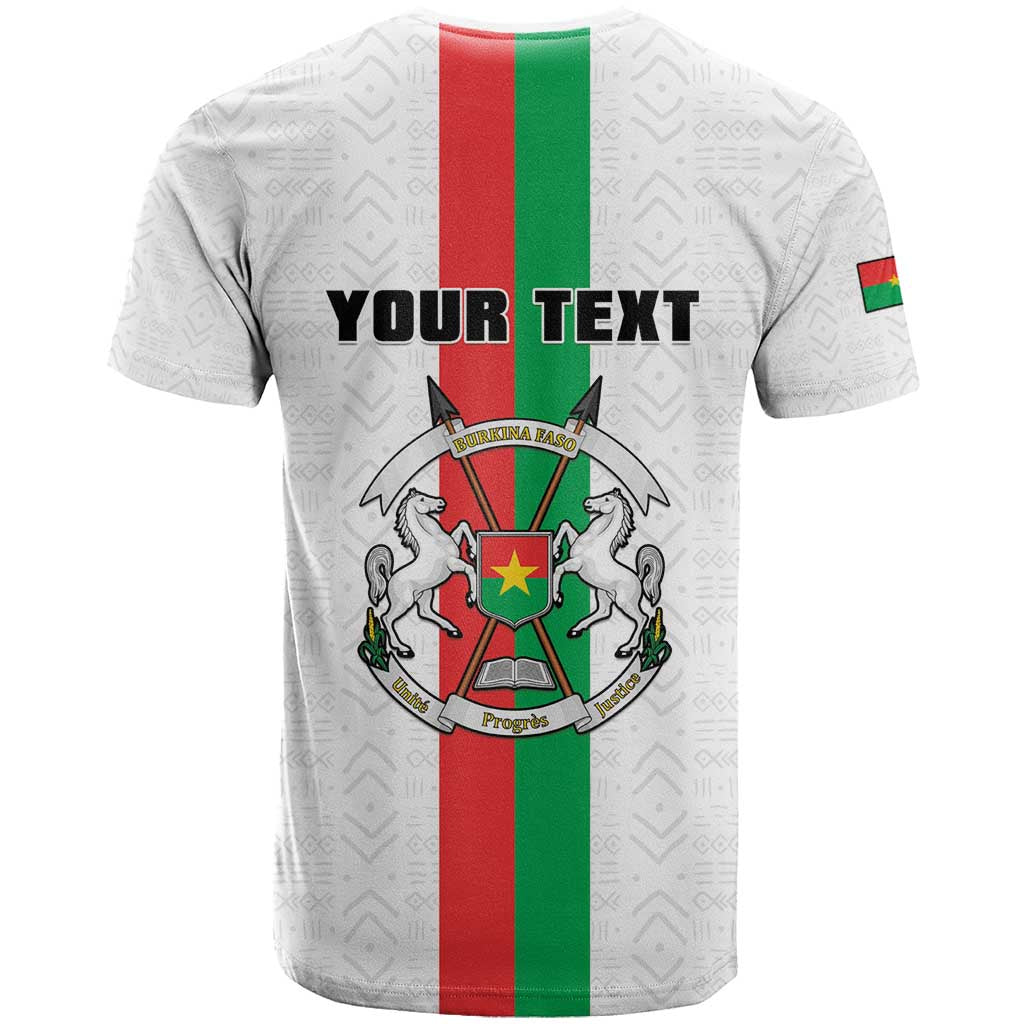 Personalized Burkina Faso Striped T-Shirt African Mud Cloth Pattern - White Graphic Tee