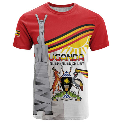 Personalized Uganda Independence Day T-Shirt Independence Monument - Coat Of Arms Graphic Tee