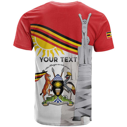 Personalized Uganda Independence Day T-Shirt Independence Monument - Coat Of Arms Graphic Tee