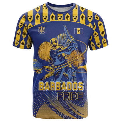 Custom Barbados Pride Cricket T-Shirt Dwarf Poinciana Flower Sporty Style Graphic Tee