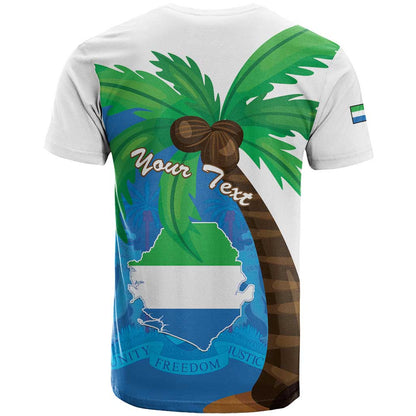 Personalised Sierra Leone T-Shirt Coat Of Arms With Flag Map Graphic Tee