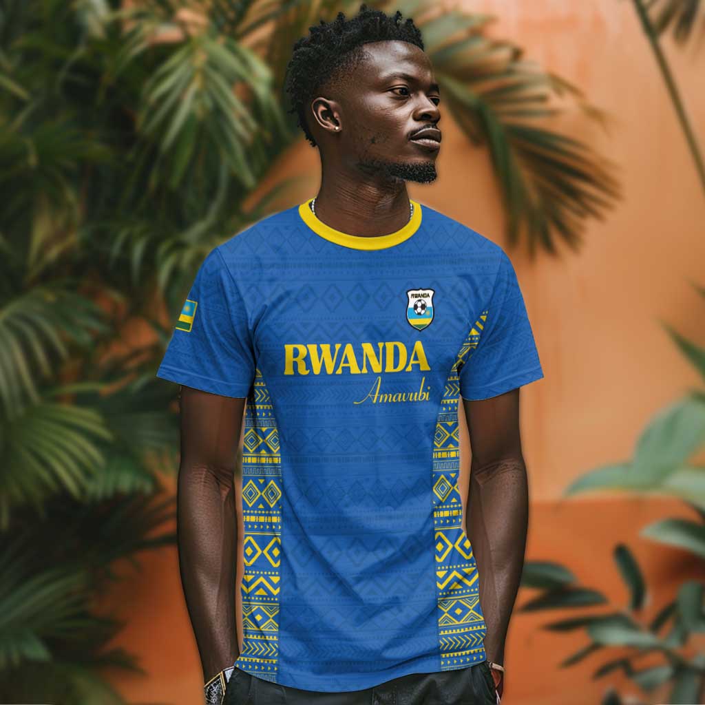 Rwanda Football Custom T-Shirt Stand With Amavubi - Blue Graphic Tee