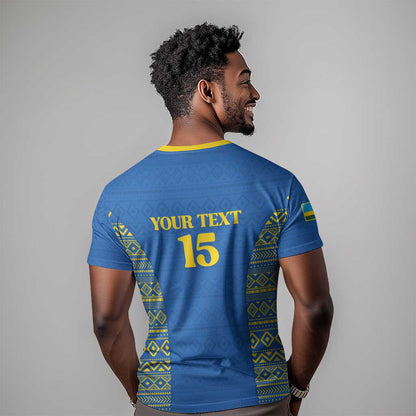 Rwanda Football Custom T-Shirt Stand With Amavubi - Blue Graphic Tee