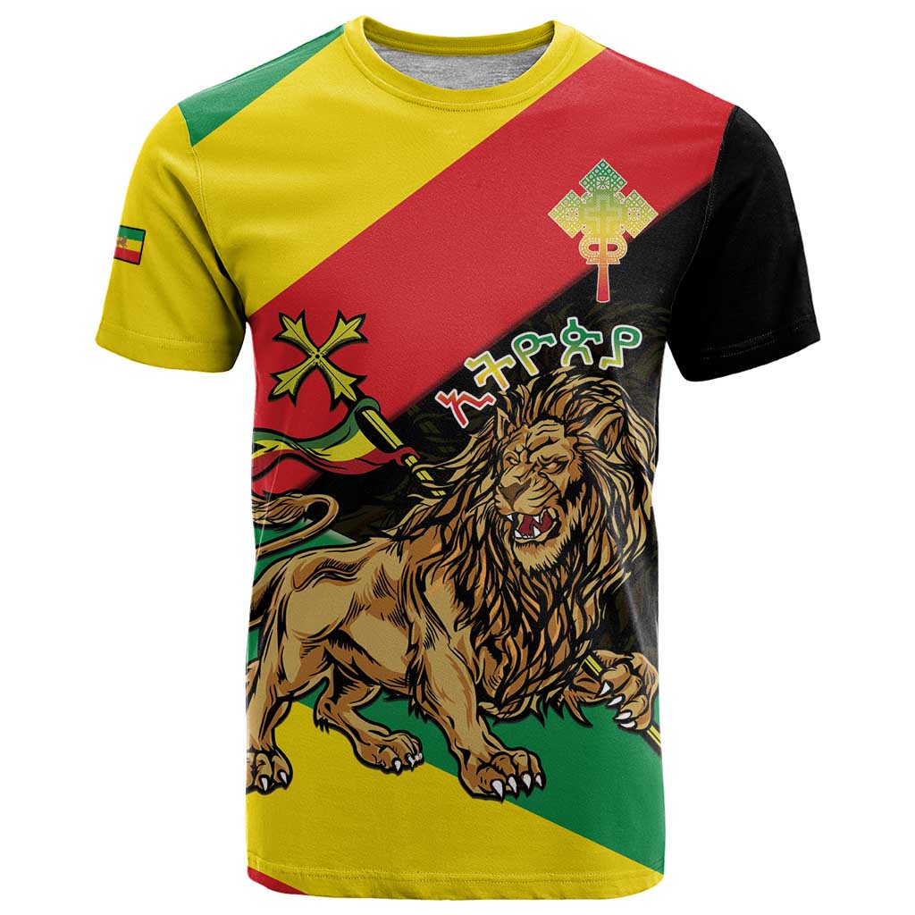Ethiopia Empire 1270-1974 T-Shirt Lion Of Judah With Ethiopian Cross Graphic Tee