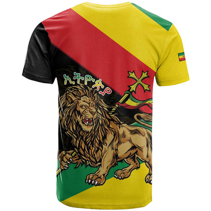 Ethiopia Empire 1270-1974 T-Shirt Lion Of Judah With Ethiopian Cross Graphic Tee
