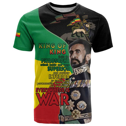 Haile Selassie T-Shirt Lion Of Judah Ethiopia Rastafari Graphic Tee
