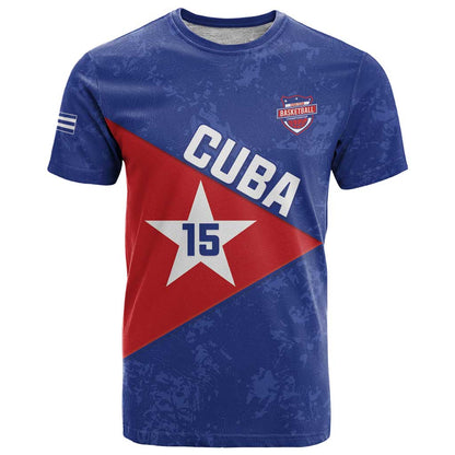 Custom Cuba Basketball T-Shirt Flag Style Graphic Tee