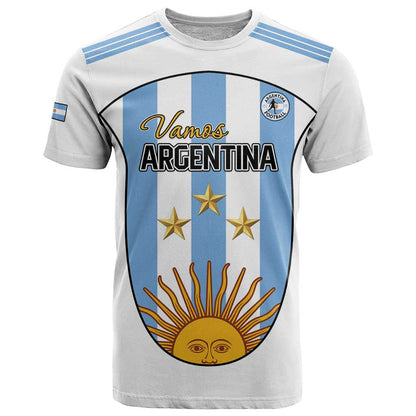 Custom Argentina Football T-Shirt Vamos Vamos Argentina Graphic Tee