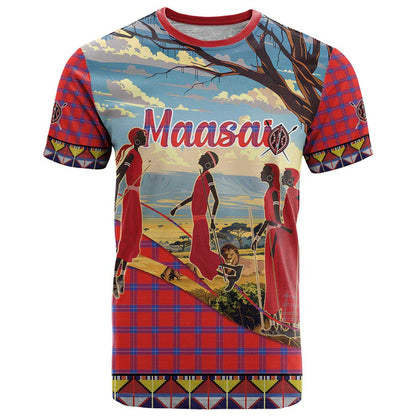 Kenya Adumu Dance T-Shirt Maasai Shuka Pattern - Kenyan Safari Graphic Tee