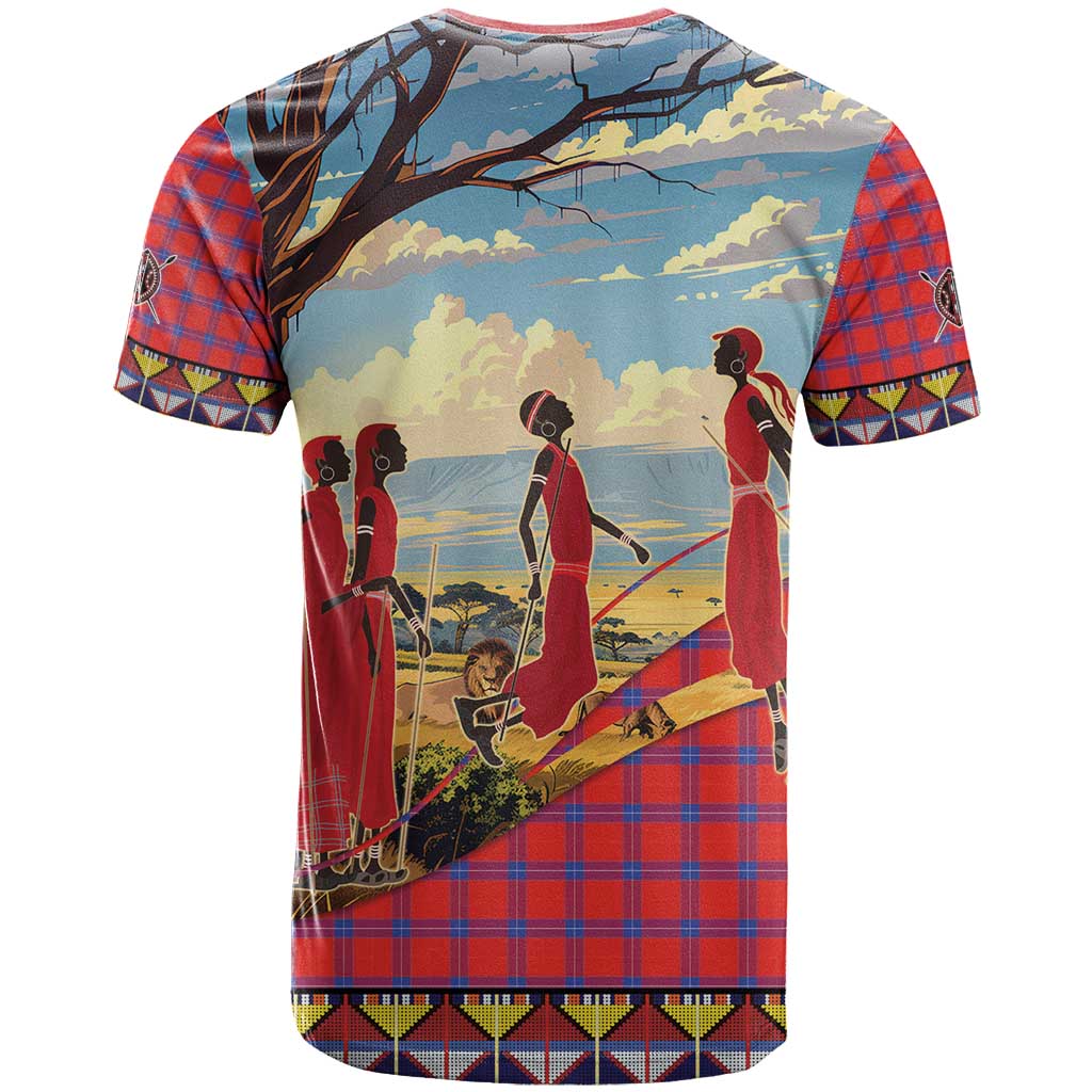 Kenya Adumu Dance T-Shirt Maasai Shuka Pattern - Kenyan Safari Graphic Tee
