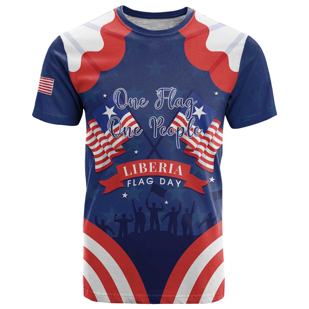 Personalized Happy Liberia Flag Day T-Shirt One Flag One People Graphic Tee