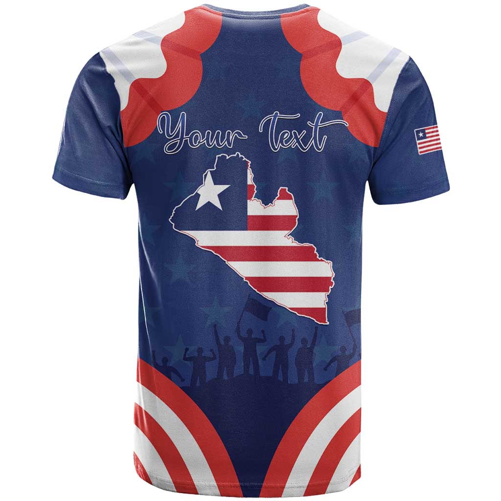 Personalized Happy Liberia Flag Day T-Shirt One Flag One People Graphic Tee