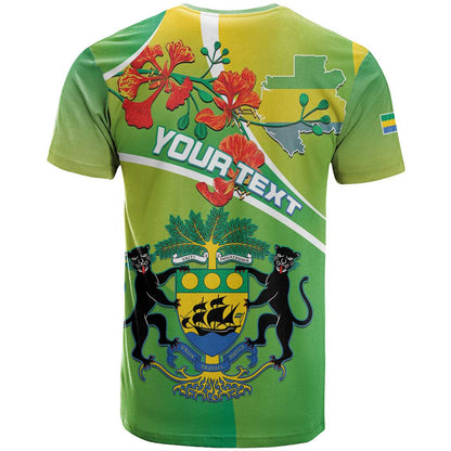 Personalized Gabon Independence Day T-Shirt Coat Of Arms With Map Graphic Tee