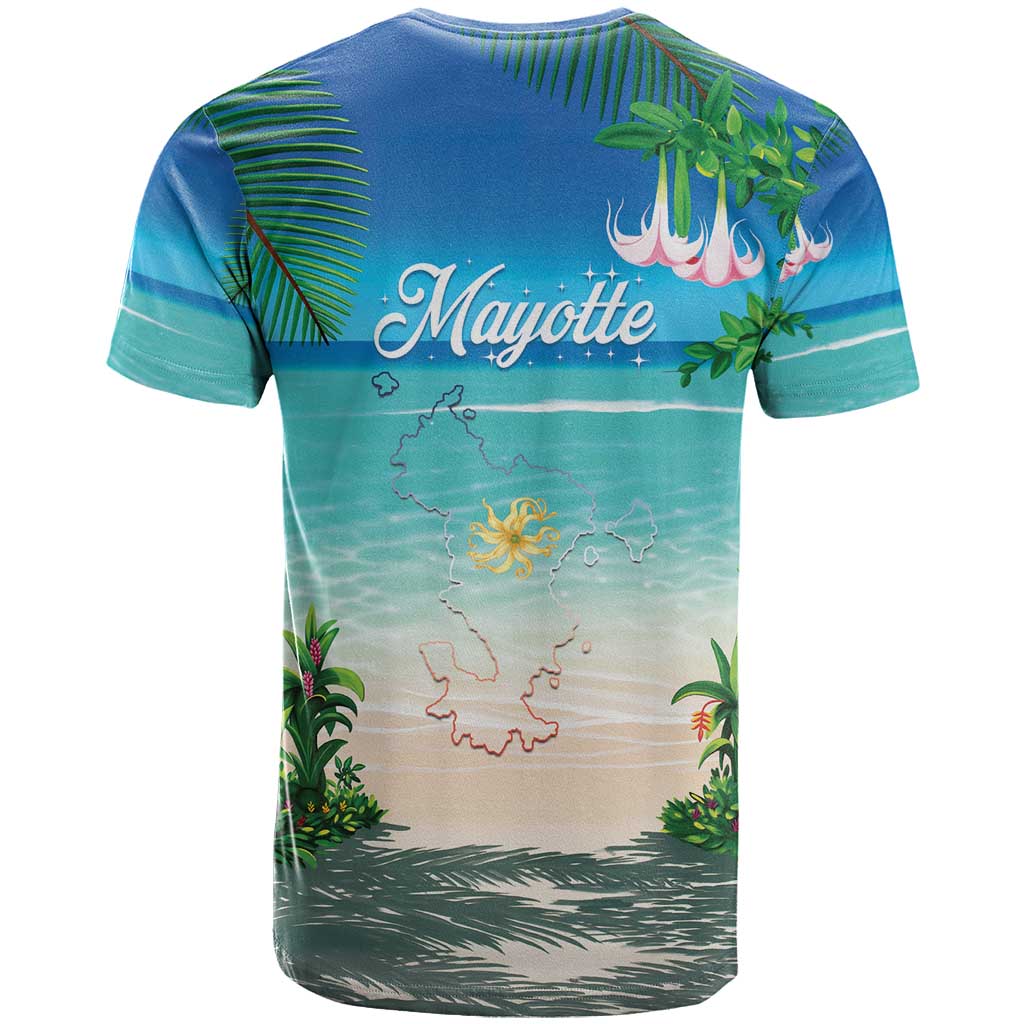 Mayotte Christmas T-Shirt Santa Chill on Tropical Beach Graphic Tee