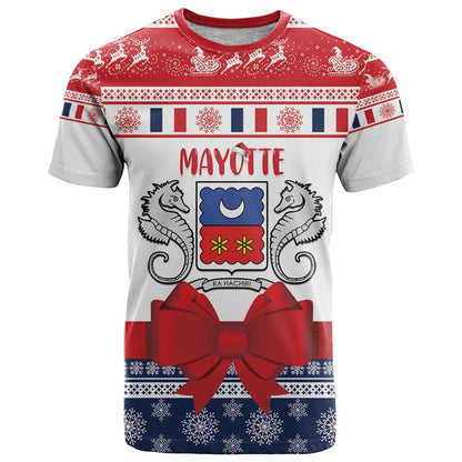 Personalized Mayotte Christmas T-Shirt Joyeux Noel Graphic Tee