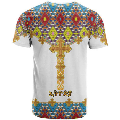 Ethiopian Epiphany T-Shirt Cross Mix Tilet Pattern Graphic Tee