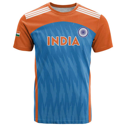 Custom India Cricket T-Shirt Go Men in Blue Graphic Tee