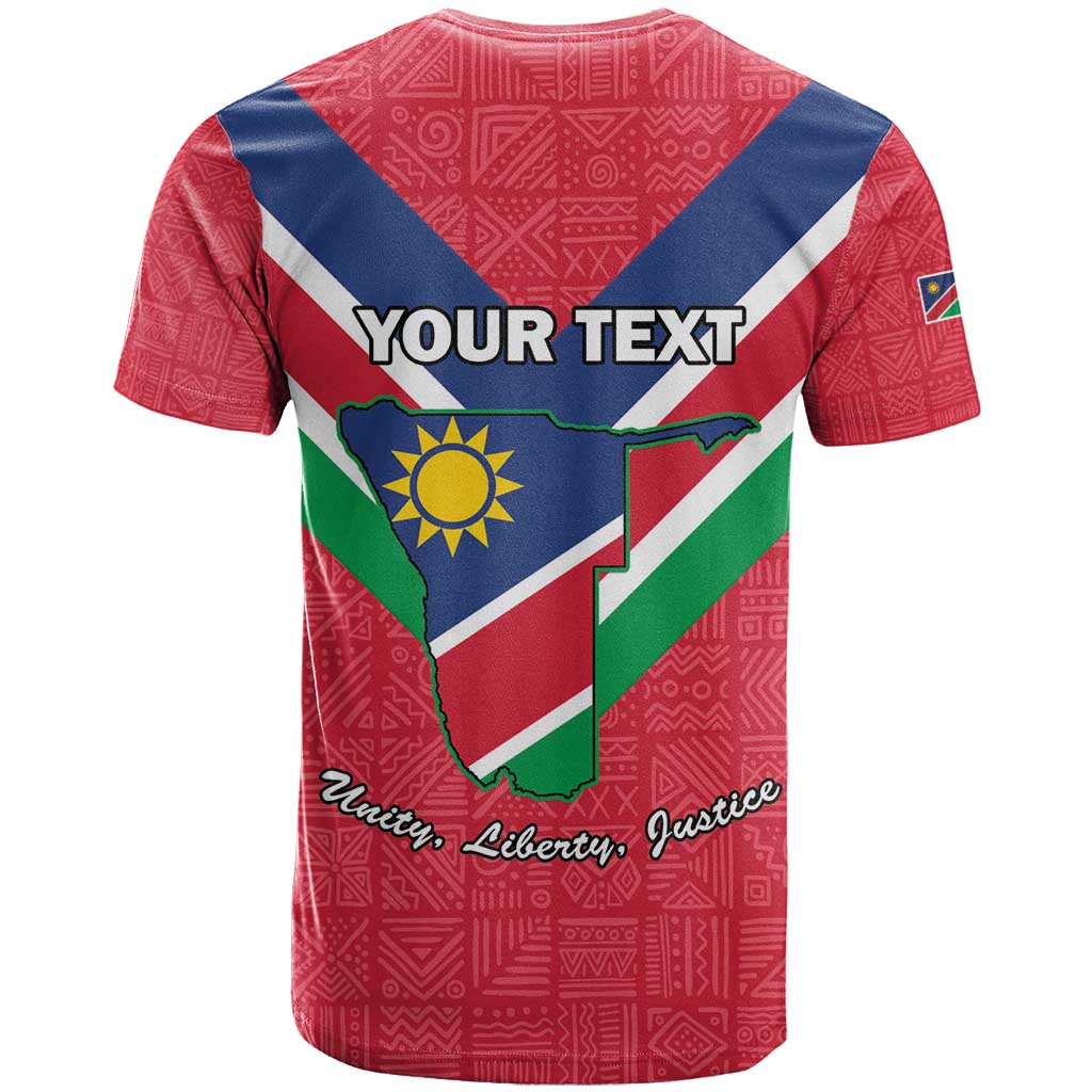 Personalised Namibia Independence Day T-Shirt Coat Of Arms With Flag Map Graphic Tee