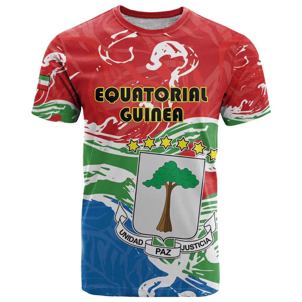 Personalized Equatorial Guinea Independence Day T-Shirt Coat Of Arms With Map Graphic Tee